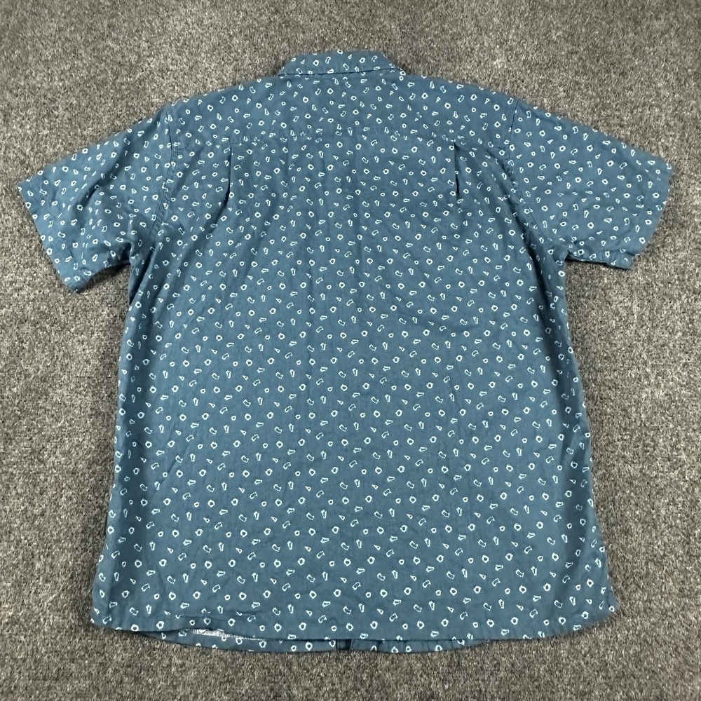 Patagonia Mens AC Shirt Blue Hemp Cotton Short Sleeve Button Down Fish Logo L - Picture 9 of 9